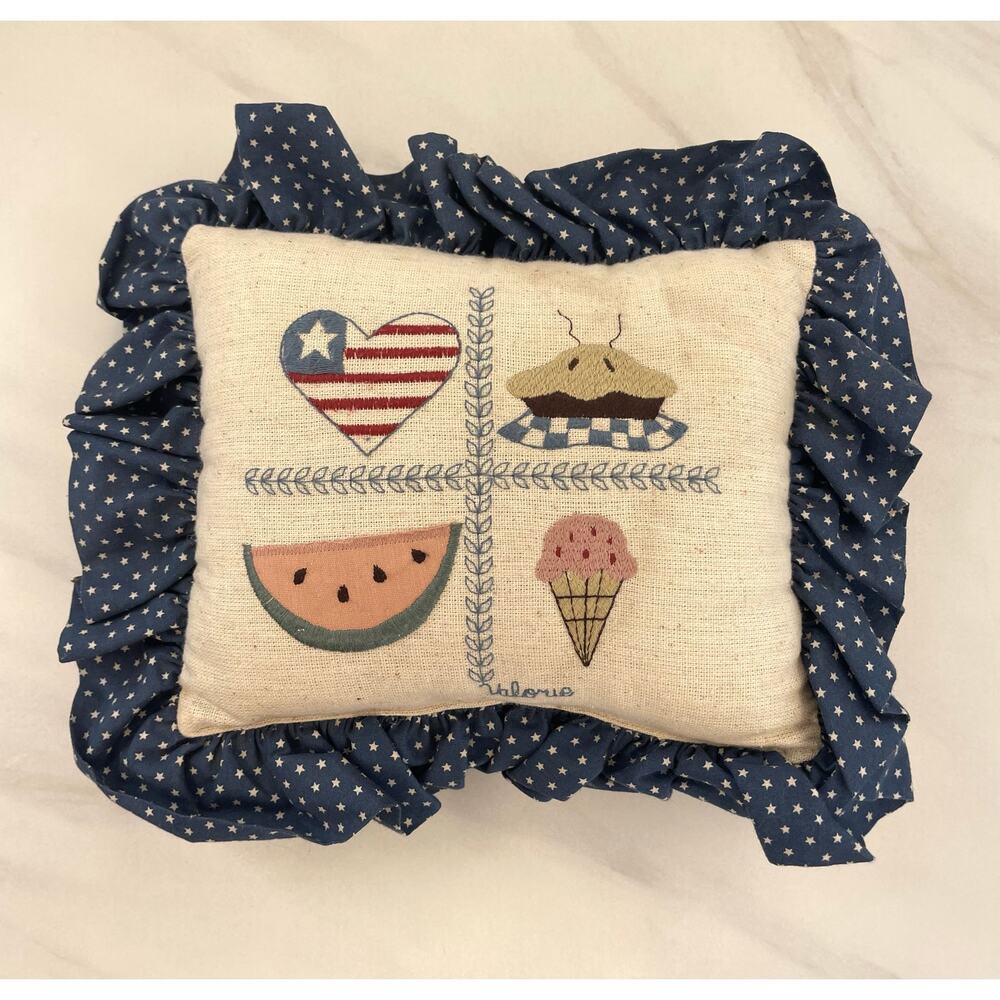 American Folk Art Handmade Vintage Pillow